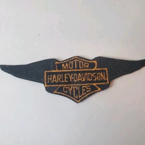 VTG Harley-Davidson Wings Bar & Shield patch Black Orange - Picture 1 of 3