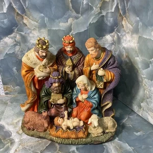 Weihnachtskrippe Einteiler Figur klein Maria Jesus Josef Schaf Kuh Weise Männer - Bild 1 von 9