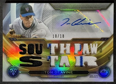 Camiseta deportiva Tom Glavine Auto 18/18 usada en juegos reliquia 2019 Topps Triple Threads TTAR-TG2 Foto 1 de 3
