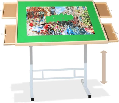 Mesa Puzzle 1500 Piezas con 4 Cajones, Mesa Rompecabezas con Patas Ajustables Foto 1 de 4