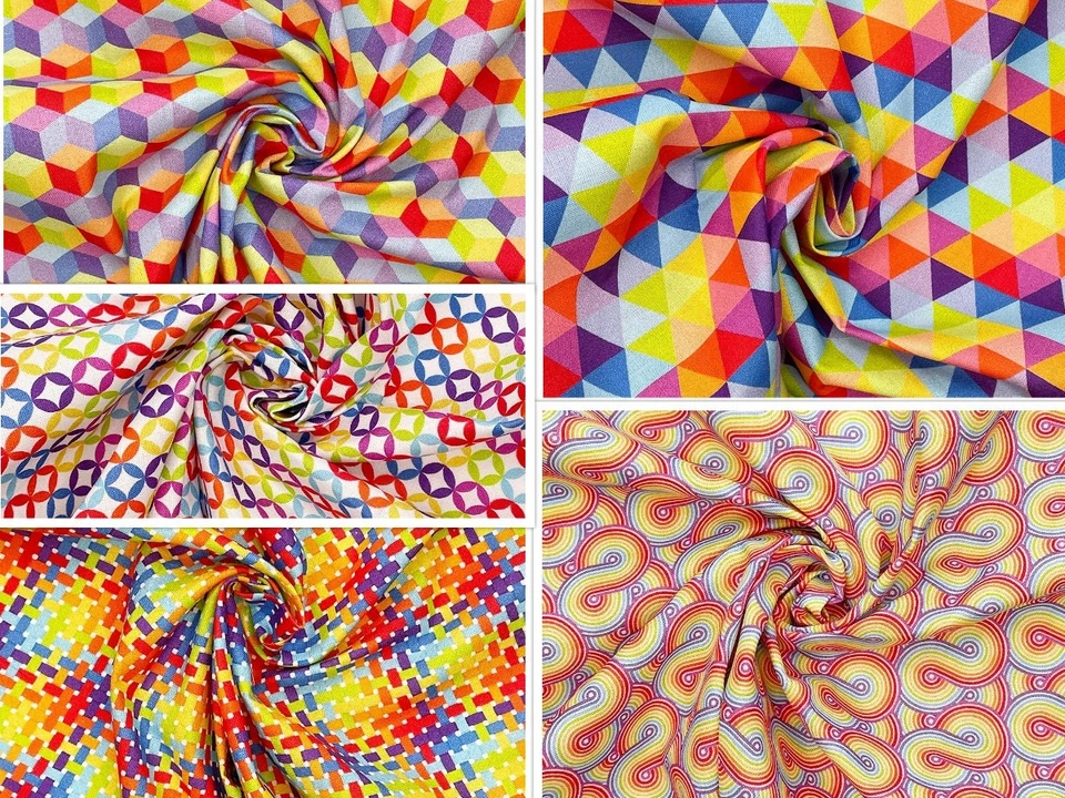 Tessuto stampato digitalmente Crafty By Chatham Glyn Rainbow 100% cotone larg... - Immagine 1 di 1