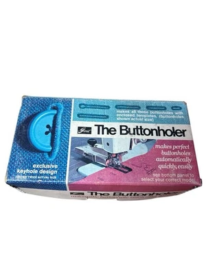 Vtg Greist Buttonholer Automatic Buttonhole Stitch Attachment #5 w/ 5 Templates - Image 1 of 4