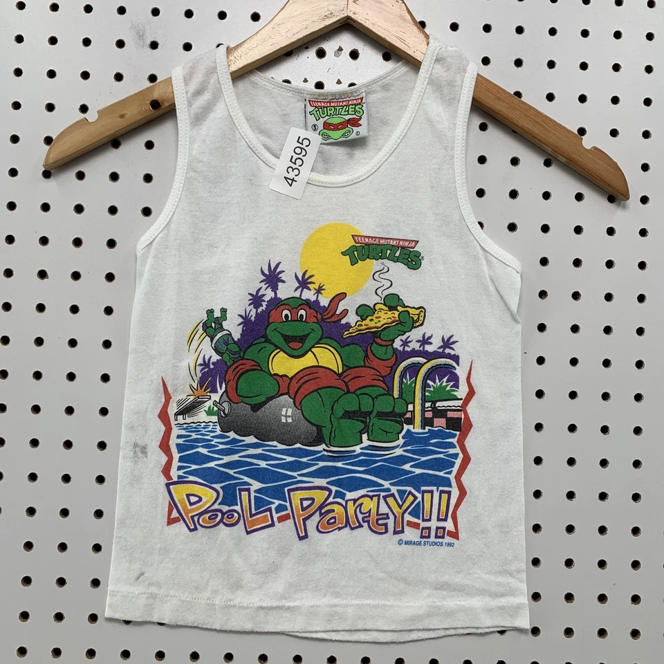 VTG 90s Teenage Mutant Ninja Turtles Tank Top White Child Small Sleeveless 12x16 - Image 1 of 4