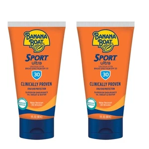 Banana Boat Sport Ultra Sunscreen Lotion SPF 30, Travel Size 3oz Twin Pack, - Picture 1 of 8