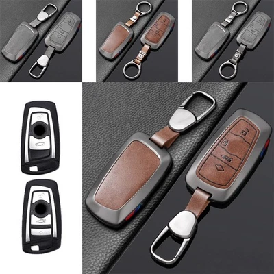 Zinc Alloy Leather Car Key Case Cover For BMW X3 6 X4 X5 F10 F15 M5 1 2 3 7 4 5 - Image 1 of 4