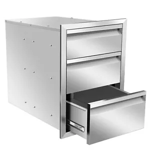 Outdoor Kitchen Drawers 16 Wx21Hx23" D BBQ Island Triple Access Drawer Handless - Picture 1 of 7