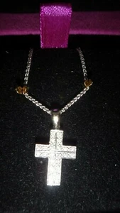 18ct White Gold &0.75ct Diamond Cross Pendant & 14ct White Gold Chain 7.7 Gππ - Picture 1 of 12
