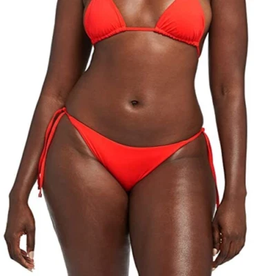 Pantalones de bikini Vitamin A L95022 rojos lisos Elle con corbata lateral talla 10/L Foto 1 de 4