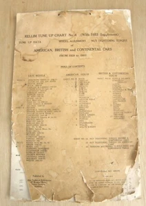 Rellim Tune Up Chart No.4 With 1953 Supplement US, British & Europe Cars 1929-53 - Picture 1 of 10