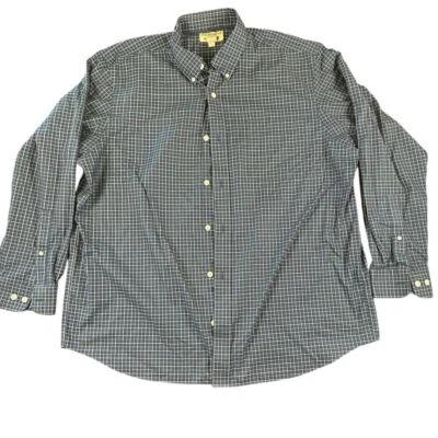 Duluth Trading Wrinklefighter Button Down Plaid Check Shirt Navy Blue Cotton XL - Image 1 of 4