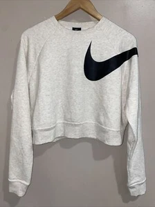 Nike Swoosh Heather Beige Versa Crop Training Sweatshirt AJ4305-102 DRY S Small - Picture 1 of 8