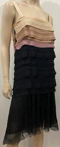 Vestido MISSONI Rosa Pálido Beige Negro en Capas Sin Mangas Ajustado y con Dobladillo U10/12 - Imagen 1 de 8