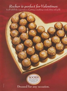1998 Rocher Chocolate -"Round Shiny And Gold" Valentine's Candy - Print Ad Photo - Picture 1 of 1