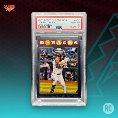 2023 Topps Chrome Lids Corbin Carroll #081 | 2008 Design RC Rookie | PSA 10 | AZ - Image 1 of 2