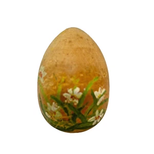 Vintage Hand Painted Signed IH 83 Wooden Floral Easter Egg Decoration 2.5" - Picture 1 of 5