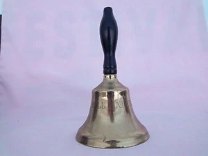 Lehrer Stil Messing GLOCKE selten einzigartig antik Glocke Klingel Holzgriff schön! - Bild 1 von 6