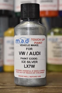 M.A.D AUDI ICE SILVER LX7W PAINT TOUCH UP KIT 30ML A1 A3 A4 A5 A6 TT Q3 Q5 Q7 - Picture 1 of 5