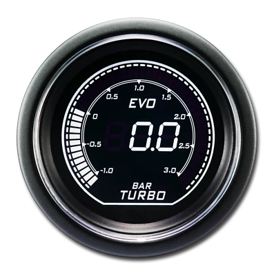EVO 52mm 2-1/16" Digital Turbo Boost Gauge -1 ~ 3 BAR White & Green LCD - Image 1 of 4