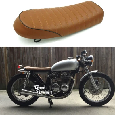 For Honda CB500 CB650 900C Motorcycle Flat Vintage Cafe Racer Seat Cushion Brown - Image 1 of 4