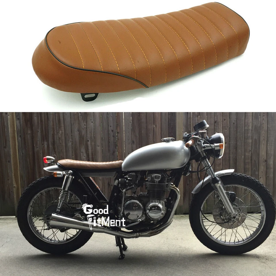 For Honda CB500 CB650 900C Motorcycle Flat Vintage Cafe Racer Seat Cushion Brown Foto 1 de 4