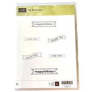 Stampin’ Up! ITTY BITTY BANNERS Retired Red Rubber Stamps 6pc Very Lightly Used - Picture 1 of 3