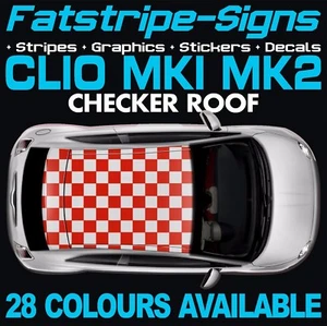 para adaptarse a RENAULT CLIO MK1 MK2 CHECKER TECHO RAYAS GRÁFICOS CALCOMANÍAS 1.6 RS - Imagen 1 de 2