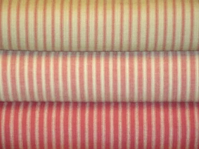 Красная тикающая полосатая хлопчатобумажная ткань | примитивная ткань | комплект из 3 толстых четвертей - Изображение 1 из 4