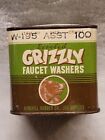 VINTAGE GRIZZLY BEAR FAUCET WASHERS ADVERTISING TIN w GRIZZLY BEAR EMPTY
