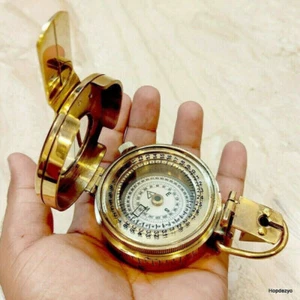 Military Nautical Brass Vintage WWII Military Pocket Compass Decor New Gift Item - Picture 1 of 8