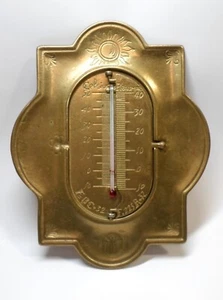 Vintage BRASS WALL THERMOMETER - CELSIUS FAHRENHEIT & REAUMUR Scales Gumps 7.75" - Picture 1 of 18