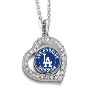 Los Angeles LA Dodgers Womens Sterling Silver Heart Necklace With Pendant D19 - Picture 1 of 5