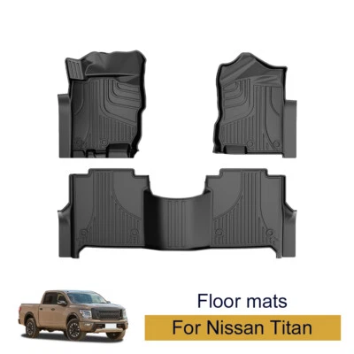 Car Floor Mats Liners Carpet For 17-24 Nissan Titan/ 2016-2024 Titan XD Crew Cab Foto 1 de 4