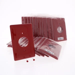 Hubbell NPJ7R Red 1-Gang 1.406" Outlet Unbreakable Midsize Wallplate Cover 25pcs - Picture 1 of 5