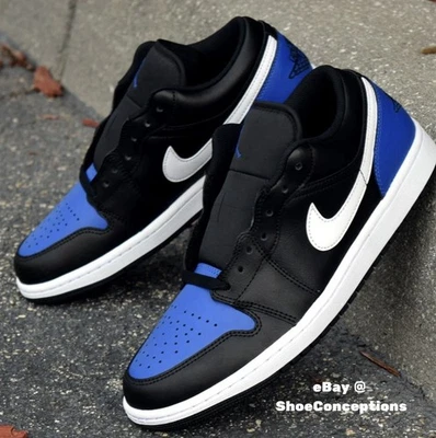 Nuevo Nike Air Jordan 1 Zapatos Bajos Negro Blanco Juego Real Para Hombre Talla 10 Sin Tapa Foto 1 de 4