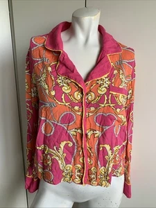 ANTHROPOLIGIE Forest Fable size petite medium pink long sleeve pajama top button - Picture 1 of 4