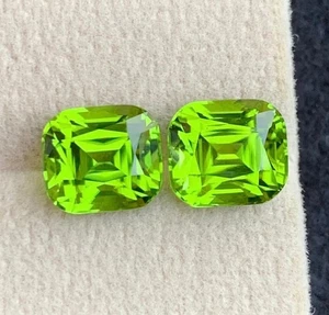 8,45 Karat grüner Peridot Paar Kissenschliff natürlicher pakistanischer loser Edelstein - Bild 1 von 5