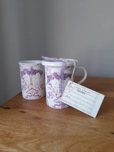 Laura Ashley Malmaison Lavender China Mugs X 2 - Picture 1 of 4