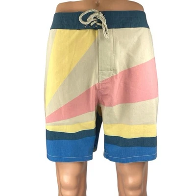 NUEVO Faherty Soleil Multicolor Bloques de Color Cordón Bañador Board Shorts 38 Foto 1 de 4