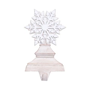 New Snowflake Stocking Holder with Rustic Wood Accents Christmas Mantel Hook-N16 - Picture 1 of 5