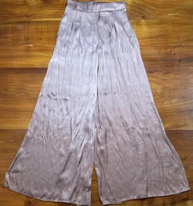 By Together Womens Mauve Pleated Wide Leg Satin Soft Flowy Pants Sz S - NEW - Picture 1 of 7