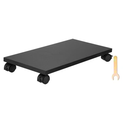 8x16in PC Stand, Computer Tower Stand Wood CPU Holder Mobile Cart, Black - Image 1 of 4