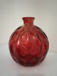 Vidrios San Miguel Red Thumbprint Recycled Glass  Vase 7" high Spainiah Glass - Picture 1 of 9