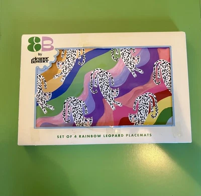 Eleanor Bowmer Set of 4 Rainbow Leopard Placemats / Tablemats | Dopamine Decor - Image 1 of 4