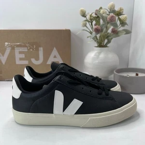 Veja Campo Chromefree Two-Tone Leather Sneaker Black/White Women 10M/Men 8 NWB - Picture 1 of 10