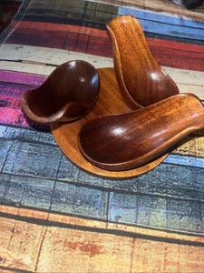 Vintage RO-EL Made in Italy Wooden 3 Pipe Stand – Mid-Century Teak Pipe Holder - Picture 1 of 5