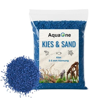 AQUAONE 25 Kg blauen Quarzkies "Premium Qualität" 2-3 mm Bodengrund Aquarium Kies Sand