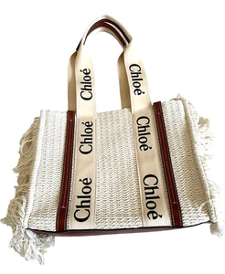 Chloe Medium Woody Special Edition Tote Shoulder Bag With Fringe Details RARE - Picture 1 of 9