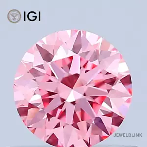 Diamante coltivato in laboratorio HPHT taglio tondo certificato IGI 0,52 carati fantasia rosa vivo VVS2 - Foto 1 di 18