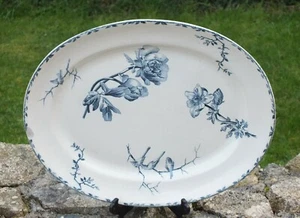 + Très grand plat en Terre de Fer décor Printemps, oiseaux - 38x47 cms + - Imagen 1 de 7