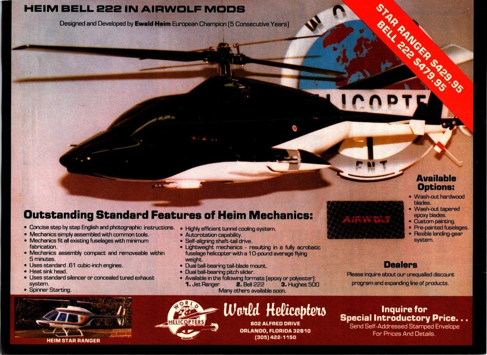 Heim Bell 222 Hubschrauber Vintage Print Ad Ephemera Wanddeko World Helis - Bild 1 von 1